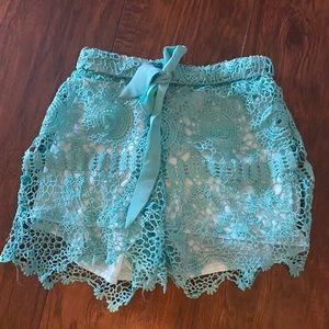 Blue lace shorts